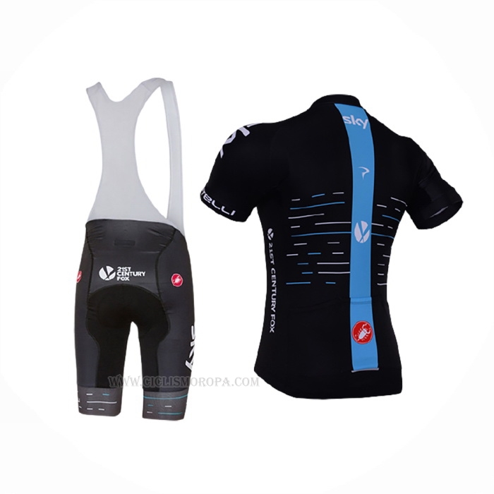 2017 Ropa Ciclismo Sky Negro Mangas Corta y Culotte Corto